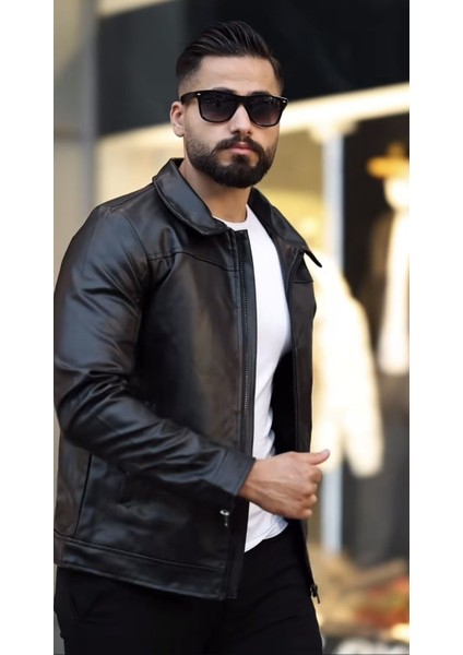 Yeni Sezon Oversize Premium Rkek Deri Ceket Siyah fiyatları