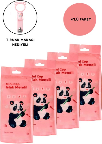 Mini Cep Boy Islak Mendil-Çocuklar Için Pratik Hijyen- Cep Boy- 8'li Paket x 4 (32 Adet)