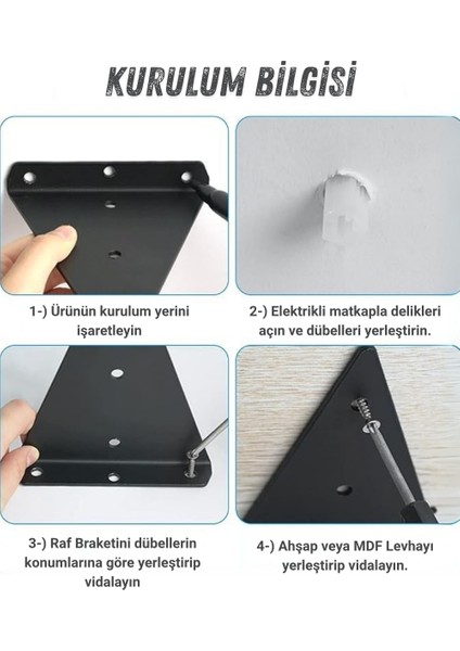 2'li Görünmez Duvar Rafı Askı Aparatı - Uzun Sağlam Metal Üçgen Raf Tutucu, Braketi, fırsatları