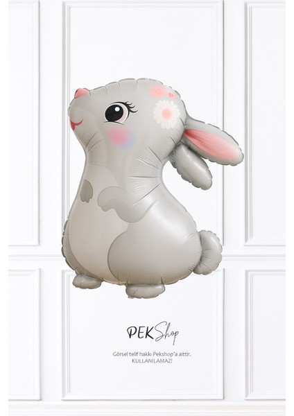 Sevimli Tavşan Çiçekli Model Tavşan Folyo Balon fiyatları