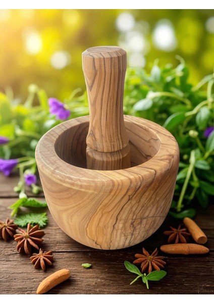 Zeytin Ağacı El Yapımı Havan – Antibakteriyel Doğal Ahşap Sarımsak ve Baharat Dövme modelleri