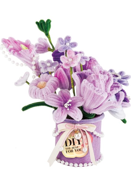 Dıy Kendin Yap Çiçek Buketi Seti Oyuncak çiçek mor