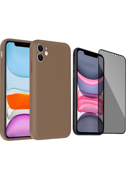 iPhone 11 Kılıf Kamera Korumalı Kartlık Hazneli Zore Vitra Kapak + Hayalet Ekran Koruyucu