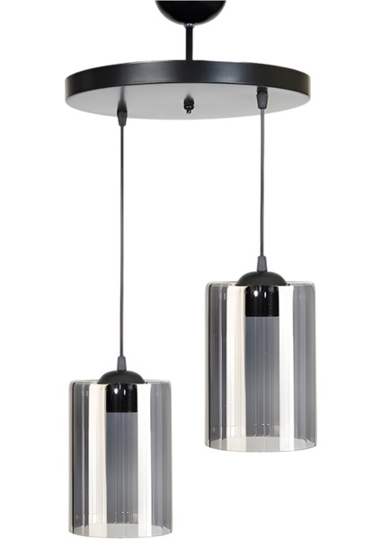 Sarmal 2’li Modern Sarkıt – Siyah, Füme Camlı, Salon & Mutfak İçin Şık Tasarım | E27 Duy fiyatları