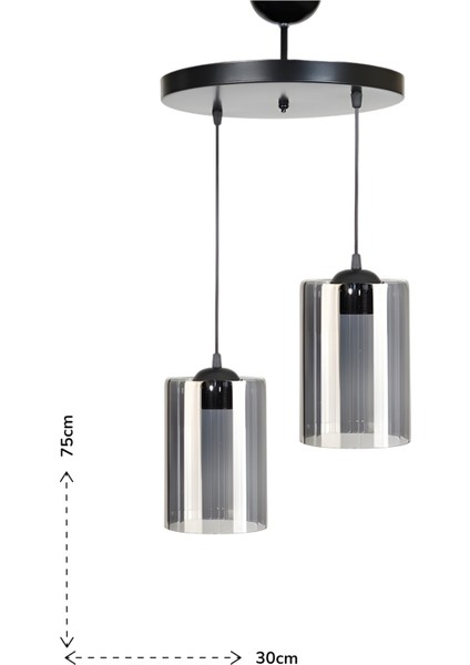 Sarmal 2’li Modern Sarkıt – Siyah, Füme Camlı, Salon & Mutfak İçin Şık Tasarım | E27 Duy modelleri