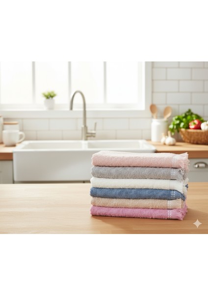 6'lı Mutfak Havlusu Seti Pamuklu, Süper Emici, Hızlı Kuruyan, Günlük Kullanım için İdeal