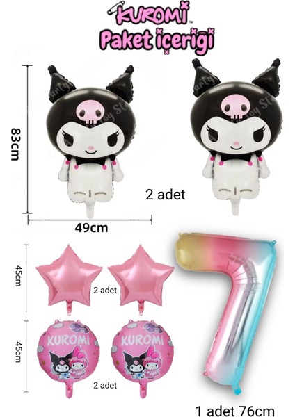7 Yaş Kuromi Balon Set Doğum Günü Balon Seti Gökkuşağı Rakam Pembe Yıldız Helyum Uyumlu Uçan Balon fiyatları