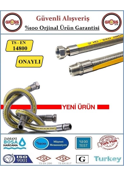Ocak Gaz Hortumu - Gaz Flexi Ts-En 14800 Onaylı - 100CM