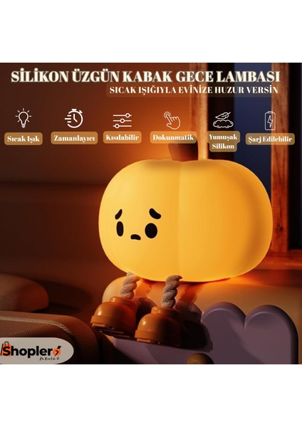 Silikon Üzgün Kabak Gece Lambası