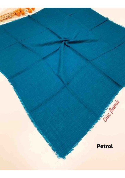 Flamlı Düz Eşarp Petrol