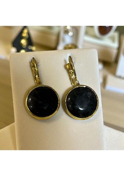 Antrasit Taşlı Oval Küpe fiyatları