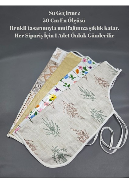 Su Geçirmez Pvc Muşamba Önlük Çeşitleri - 1 Adet 50 cm Önlük | Renkli, Biyeli Mutfak Önlüğü