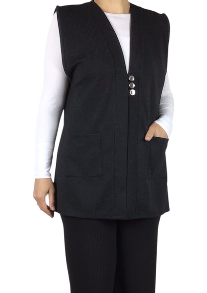 Kadın Önü Üç Düğmeli Kısa Mevsimlik Yelek modelleri