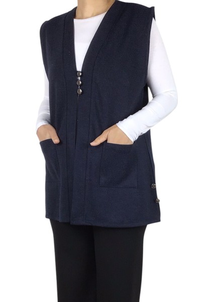 Kadın Önü Üç Düğmeli Kısa Mevsimlik Yelek fiyatları