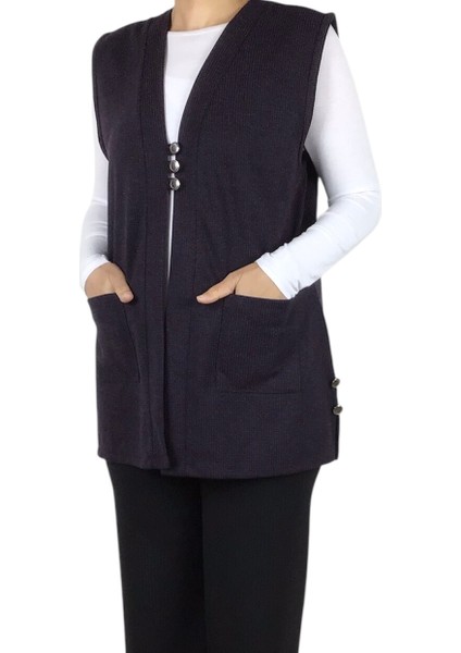 Kadın Önü Üç Düğmeli Kısa Mevsimlik Yelek fiyatları