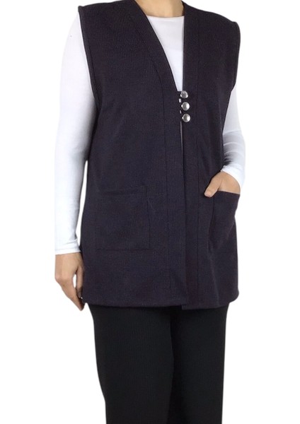 Kadın Önü Üç Düğmeli Kısa Mevsimlik Yelek modelleri