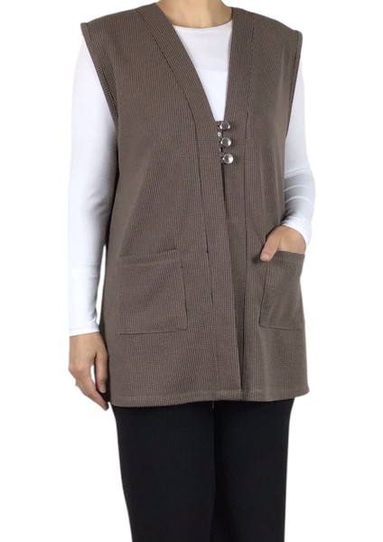 Kadın Önü Üç Düğmeli Kısa Mevsimlik Yelek fiyatları