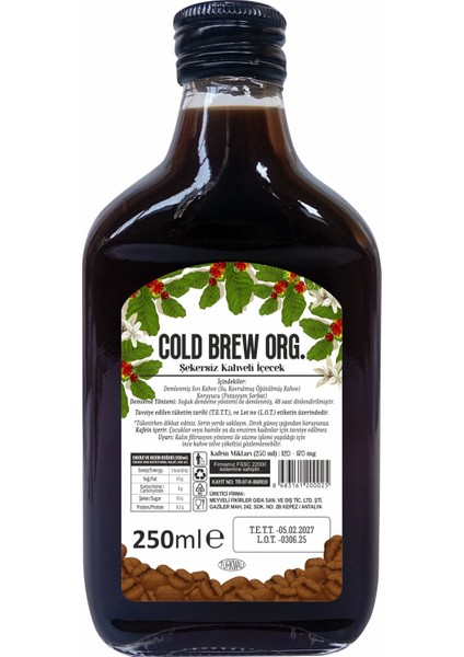 Orijinal Soğuk Demleme Kahve Cold Brew Original Iced Coffee 250 ml fiyatları