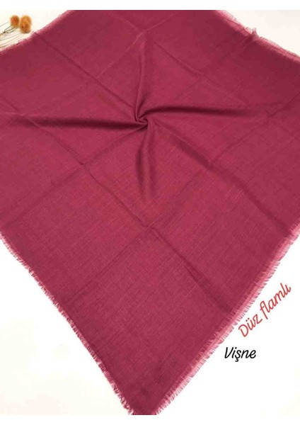 Flamlı Düz Eşarp Vişne