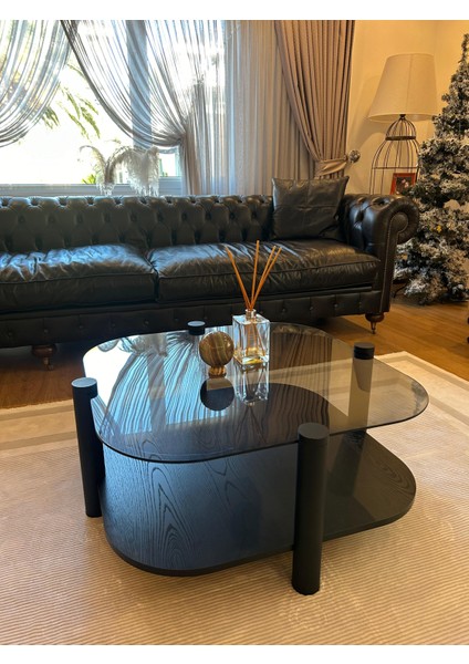 Rudder Modern Orta Sehpa Bohem Temperli Camlı Metal Ayaklı 80 x 80 Tabla 36 cm Yükseklik Demonte fiyatları