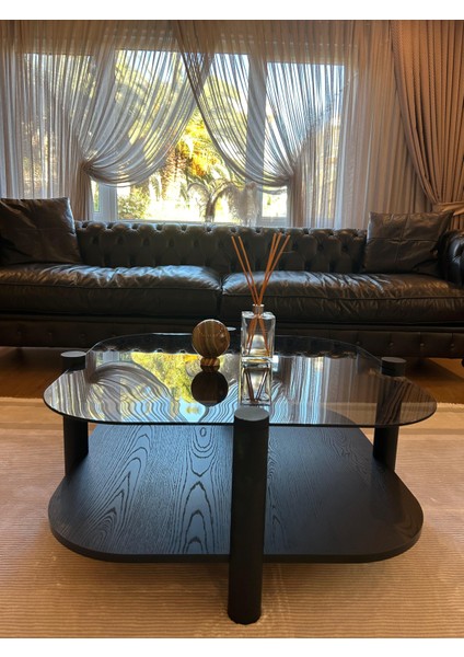 Rudder Modern Orta Sehpa Bohem Temperli Camlı Metal Ayaklı 80 x 80 Tabla 36 cm Yükseklik Demonte fırsatları