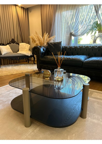 Rudder Modern Orta Sehpa Bohem Temperli Camlı Metal Ayaklı 80 x 80 Tabla 36 cm Yükseklik Demonte fiyatları