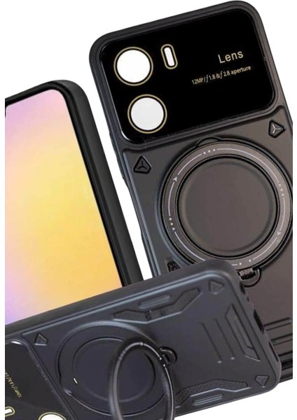 Bestonly Newface Vivo Y16 Kılıf Joy Lens Standlı Kapak - Siyah modelleri