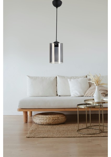 Sarmal Tekli Modern Sarkıt – Beyaz, Füme Camlı, Şık ve Ayarlanabilir Tasarım | E27 Duy