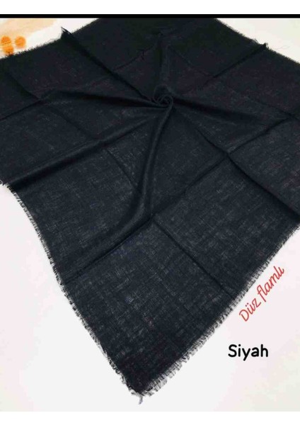 Flamlı Düz Eşarp Siyah