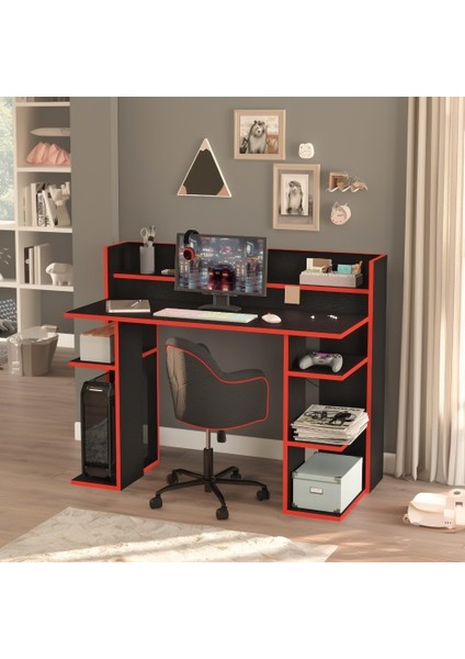 Walter Oyuncu Masası Gaming Çalışma Masası Siyah-Kırmızı Wr1-Bk