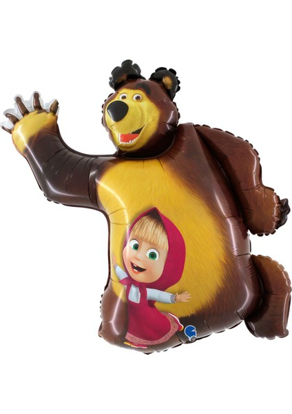 5 Yaş Maşa ve Koca Ayı Altın Rakam Balonlu Doğum Günü Balon Seti Happy Birthday Banner