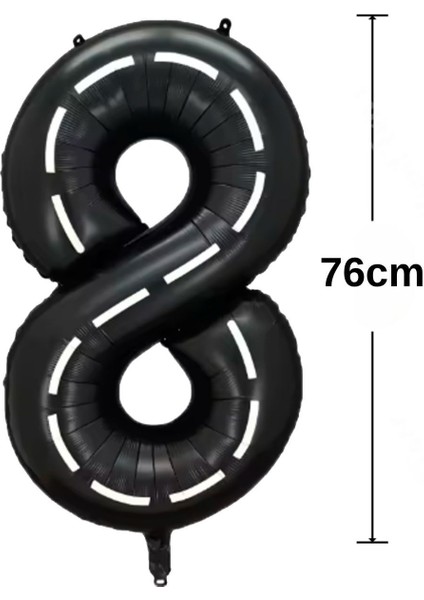 Arabalar / Cars / Şimşek Mcqueen 8 Yaş Yaş Doğum Günü Siyah Rakam Balonlu Konsept Balon Seti fırsatları