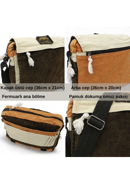 4009 Salaş Omuz Postacı Antik Siyah Krem 14 Inç Laptop Okul Seyahat Günlük Vintage Pamuk Çanta fırsatları