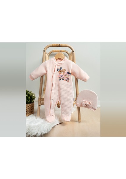 Ayıcıklar Baskılı Kız Bebek Tulum