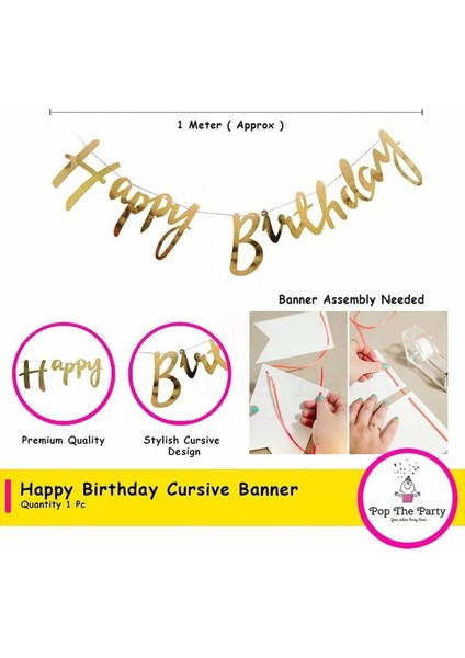 2 Yaş Gold Rakam Balonlu Doğum Günü Parti Seti Altın Renk Rakam Krom Balon Happy Birthday Yazı fırsatları