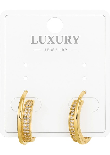 Taş Detaylarla Süslemeli Halka Çelik Küpe