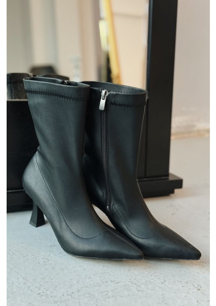 Daysen Streç Mat Deri Siyah Topuklu Bot fiyatları