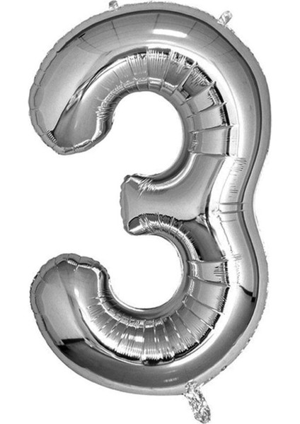 3 Yaş Gümüş Rakam Balonlu Doğum Günü Parti Seti Silver Renk Rakam Krom Balon Happy Birthday Yazı indirimleri