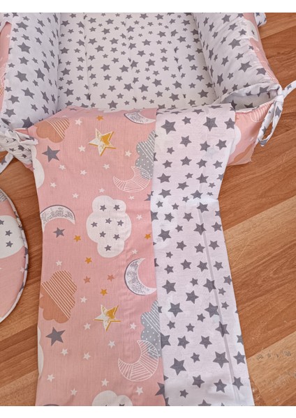 Pembe Bulutlu Kare Yataklı 7 Parça Babynest Seti fırsatları
