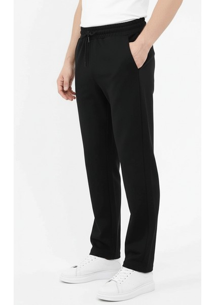 SMURF33 Siyah Erkek Düz Paça Oversize Kalıp Regular Kesim Eşofman Altı