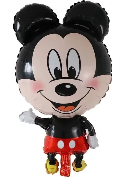 2 Yaş Mickey Fare Minnie Fare Balon Kırmızı Siyah Rakam Balonlu Balon Sütunu Kız Erkek Miki Mini