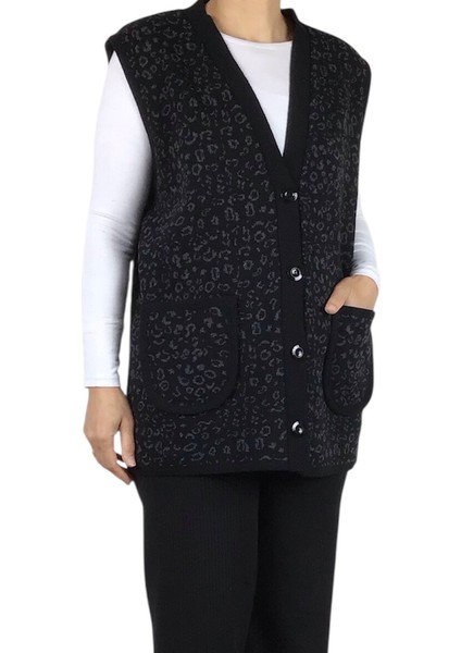 Kadın Önü Düğmeli Cepli Kalın Kışlık Kısa Yelek