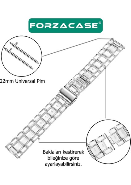 Huawei Watch Gt 6 46MM ile Uyumlu Transparan Şeffaf Baklalı Kordon Kayış - FC763 modelleri