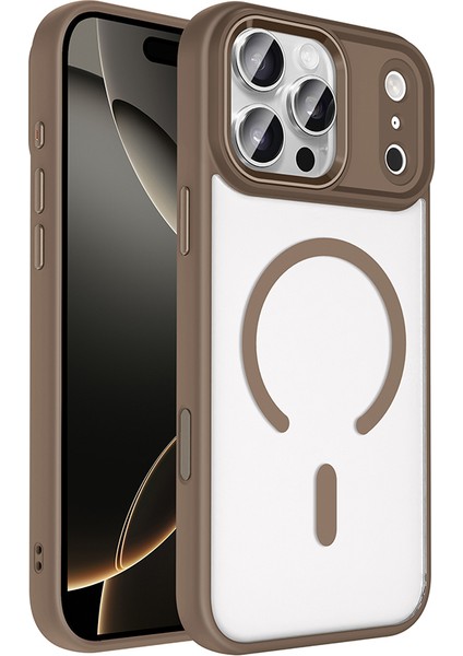 iPhone 17 Pro Kılıf Wireless Şarj Özellikli Zore Krom M-Safe Silikon Kapak - Lacivert fiyatları