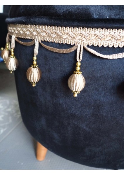 Siyah Kadife Kumaştan Ahşap Ayaklı Vintage Puf fırsatları
