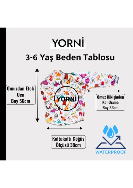 3-6 Yaş, Zoo, Cırtlı, Sıvı Geçirmez, Makinede Yıkanabilir, Uzun Kollu Çocuk Faaliyet Aktivite Mama Önlüğü fiyatları