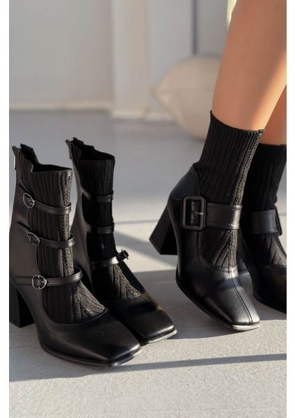 Clyra Mat Deri Triko Siyah Kadın Streç Bot fırsatları