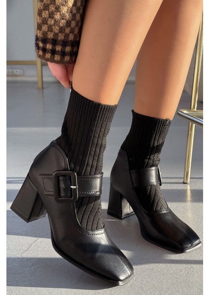 Clyra Mat Deri Triko Siyah Kadın Streç Bot indirimleri