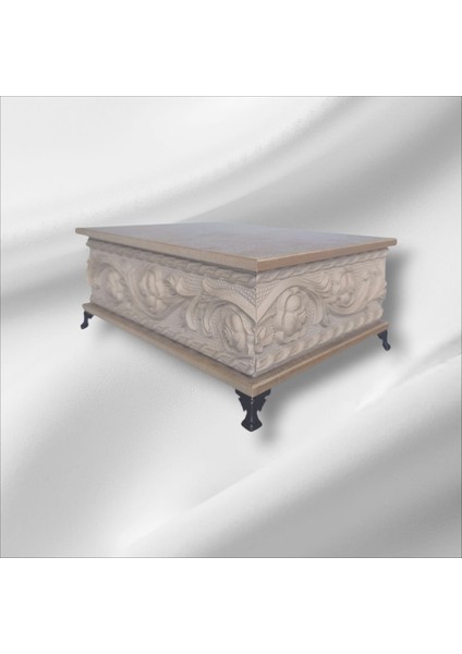 Ahşap Boyanabilir- Çiçek Desenli-Takı-Makyaj-Aksesuar- Çok Amaçlı Dekoratif Kutu