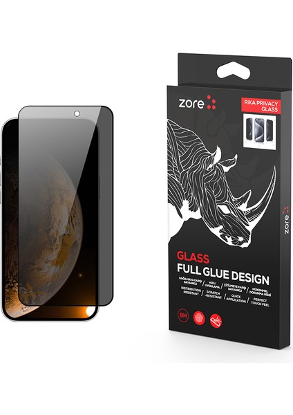 Apple iPhone 17 Zore Rika Premium Privacy Temperli Cam Ekran Koruyucu